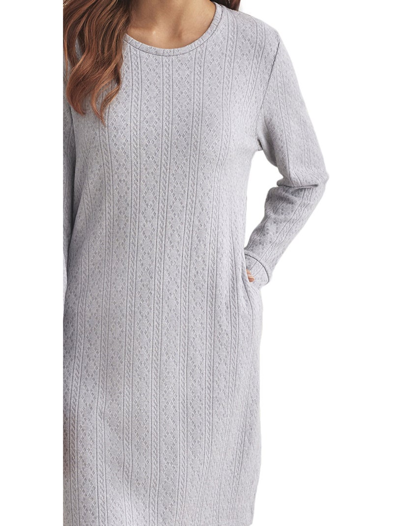 Chemise de nuit manches longues TEXTURAS Gris - Kiabi