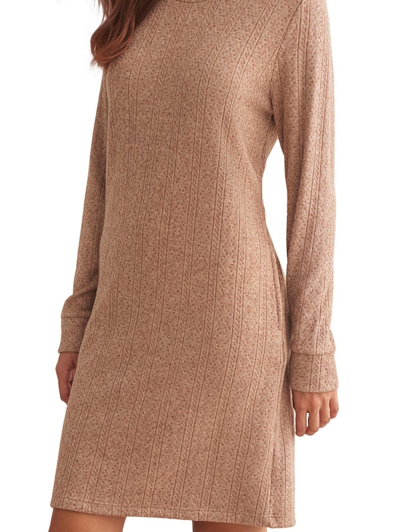 Chemise de nuit manches longues TEXTURAS Marron - Kiabi