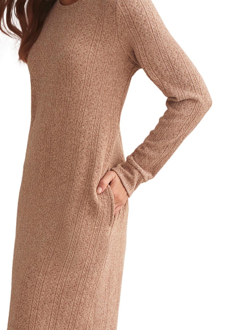 Chemise de nuit manches longues TEXTURAS Marron - Kiabi