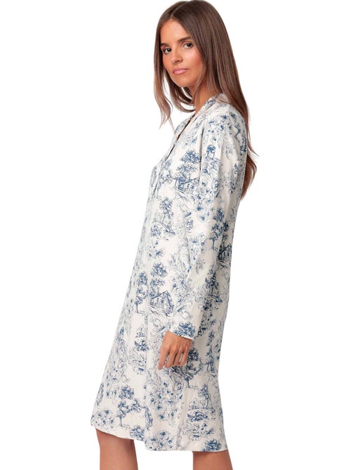 Chemise de nuit manches longues Toile De Jouy - Kiabi