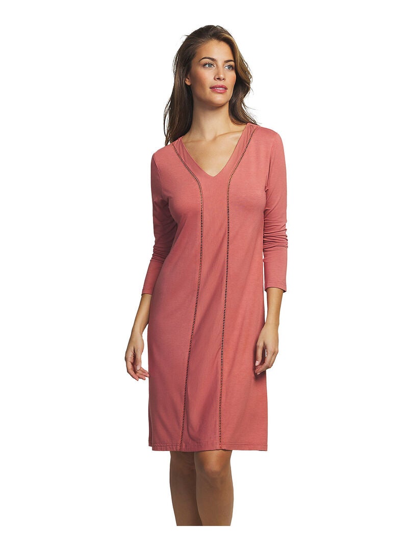 Chemise De Nuit Petit Bateau Manches Longues – Rayée Côte 1x1, Ouverture Pressions, Finition Bord-côtes