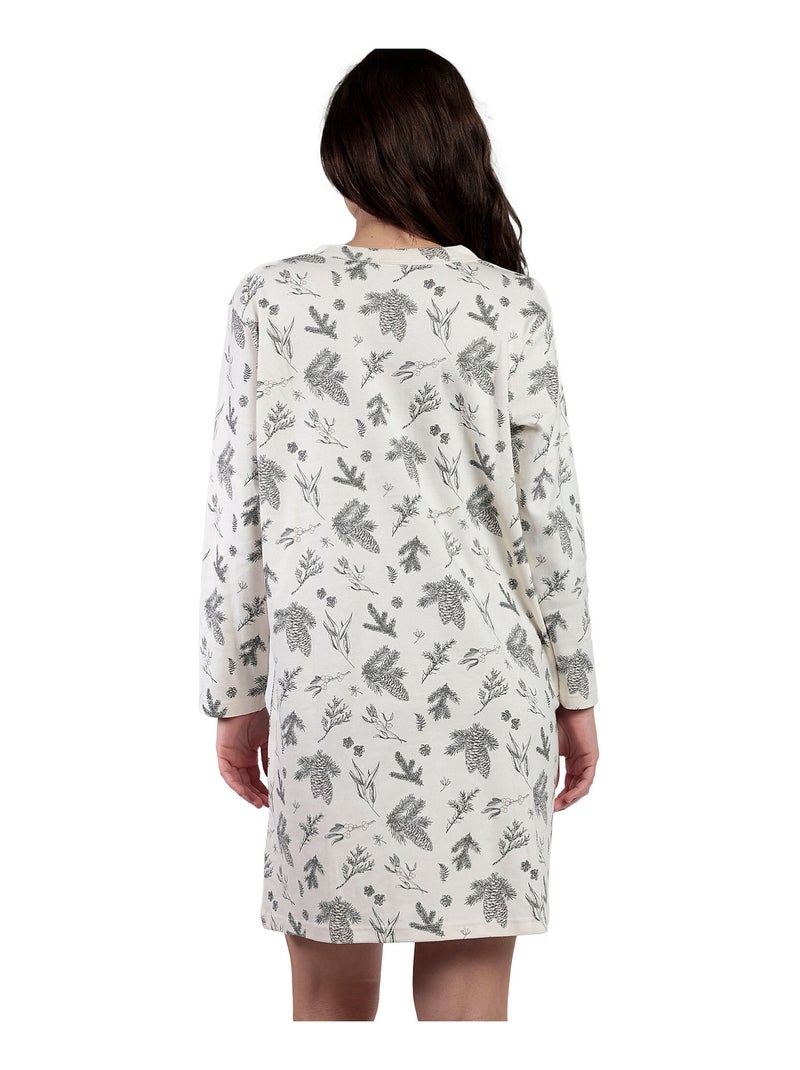 Chemise de nuit manches longues Winter Wood Gris - Kiabi