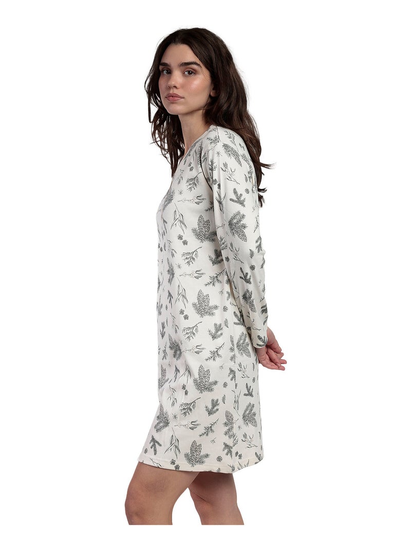 Chemise de nuit manches longues Winter Wood Gris - Kiabi