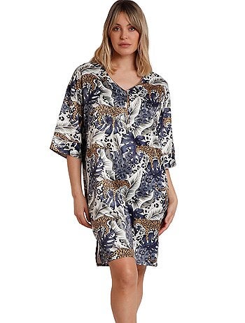 Chemise de nuit manches mi-longues Luxury Leopard