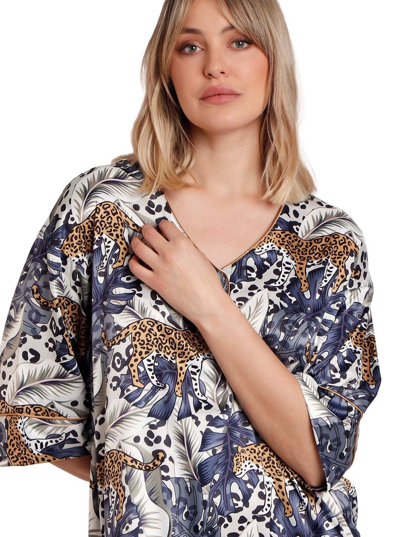 Chemise de nuit manches mi-longues Luxury Leopard Multicolore - Kiabi