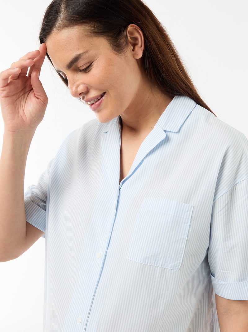 Chemise de nuit maternité boutonnée Bleu - Kiabi