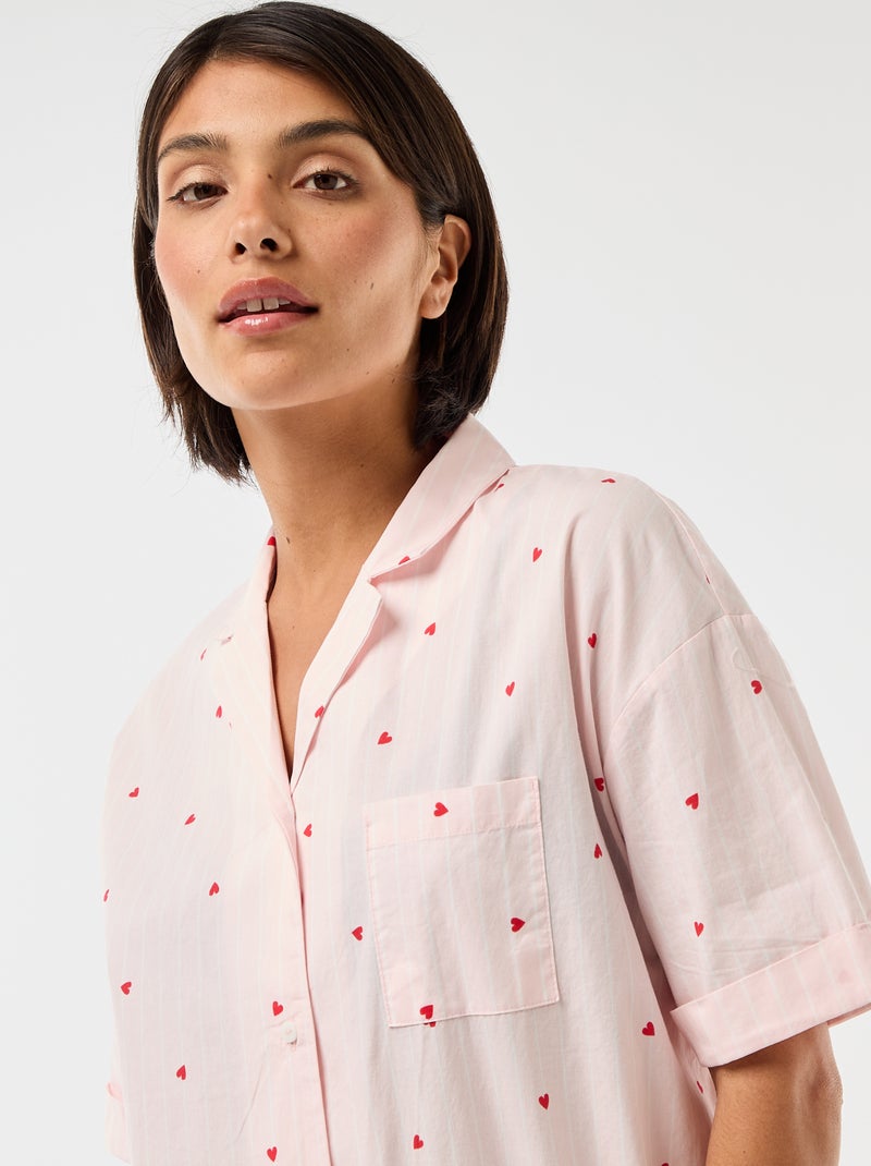 Chemise de nuit maternité boutonnée Rose - Kiabi