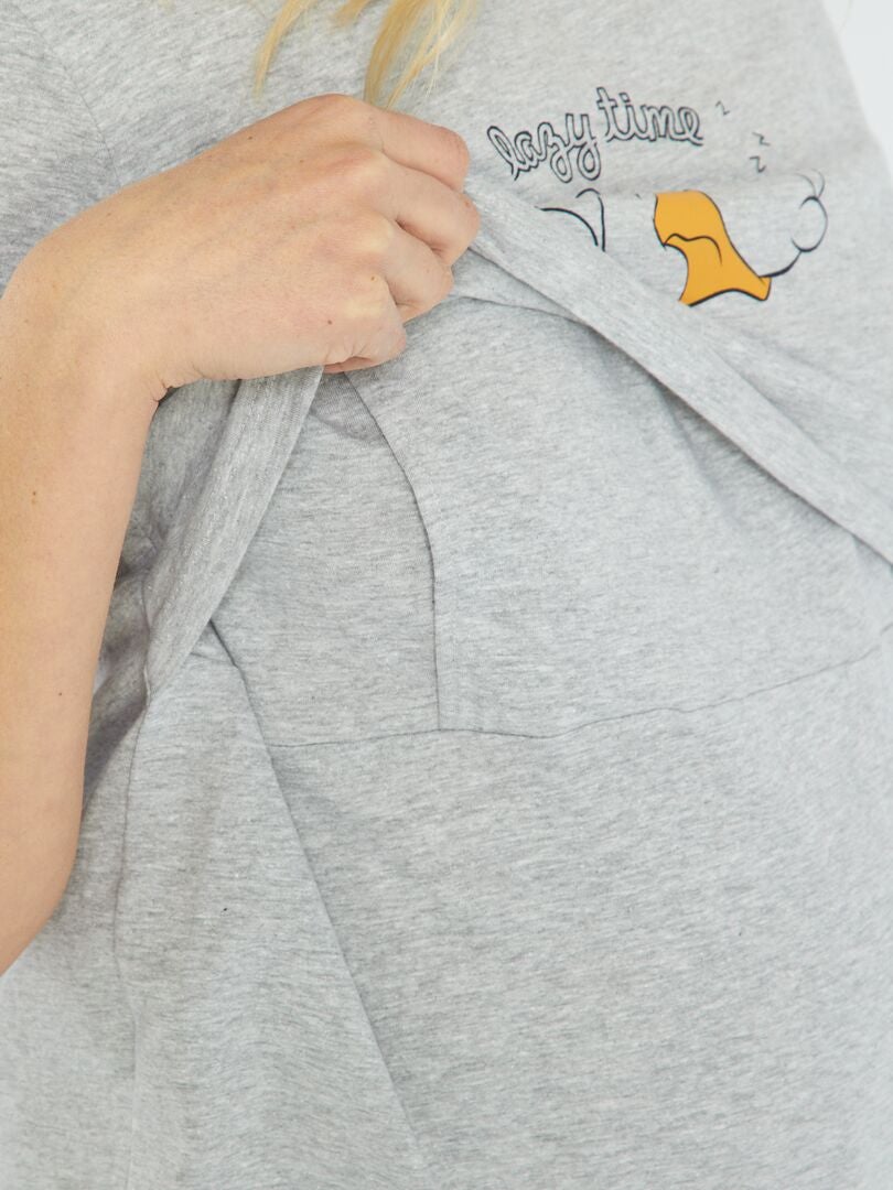 Chemise de nuit maternité 'Winnie' Gris - Kiabi