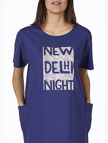 Chemise de nuit maxi T-shirt motif placé - AFIBEL