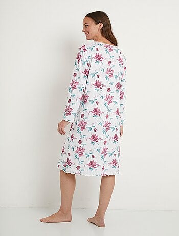 Chemise de nuit mi longue coton et dentelle
