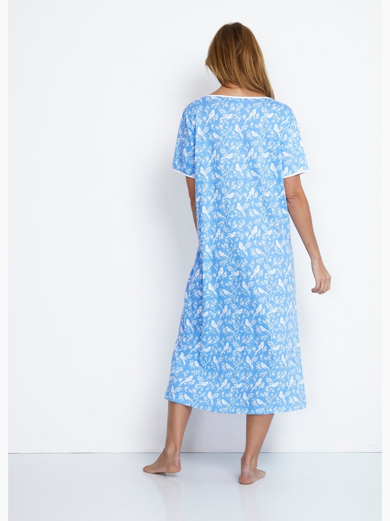 Chemise de nuit mi-longue manches courtes - Afibel Indigo - Kiabi