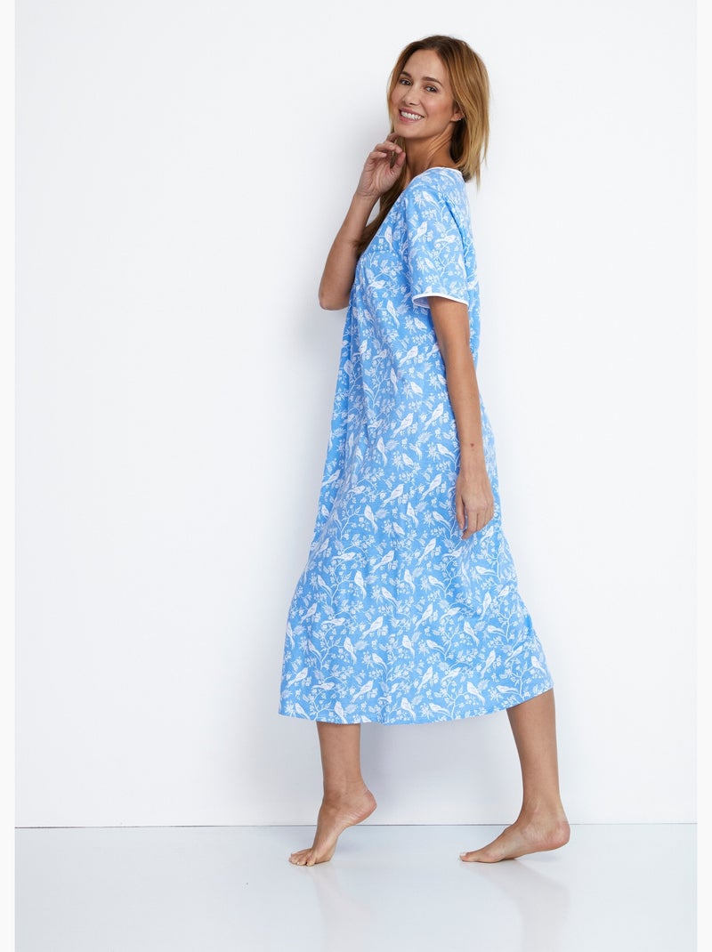 Chemise de nuit mi-longue manches courtes - Afibel Indigo - Kiabi