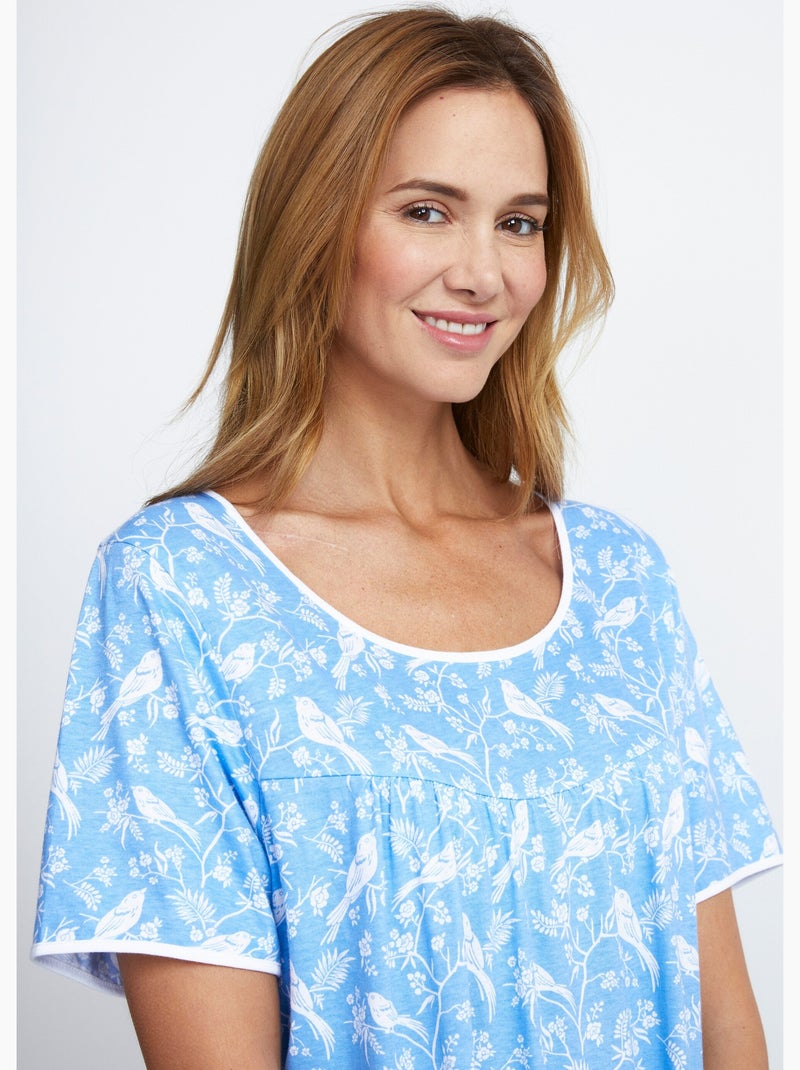 Chemise de nuit mi-longue manches courtes - Afibel Indigo - Kiabi