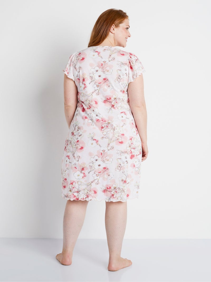 Chemise de nuit mi-longue manches courtes Rose - Kiabi