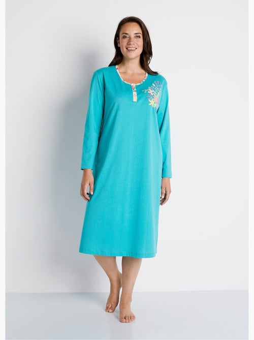 Chemise de nuit mi-longue manches longues - Afibel - Kiabi