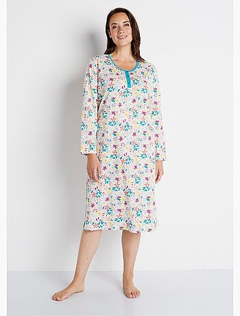 Chemise de nuit mi-longue manches longues