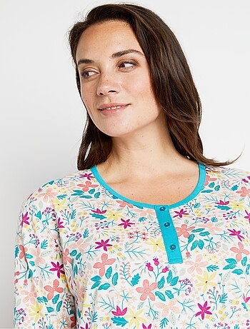 Chemise de nuit mi-longue manches longues