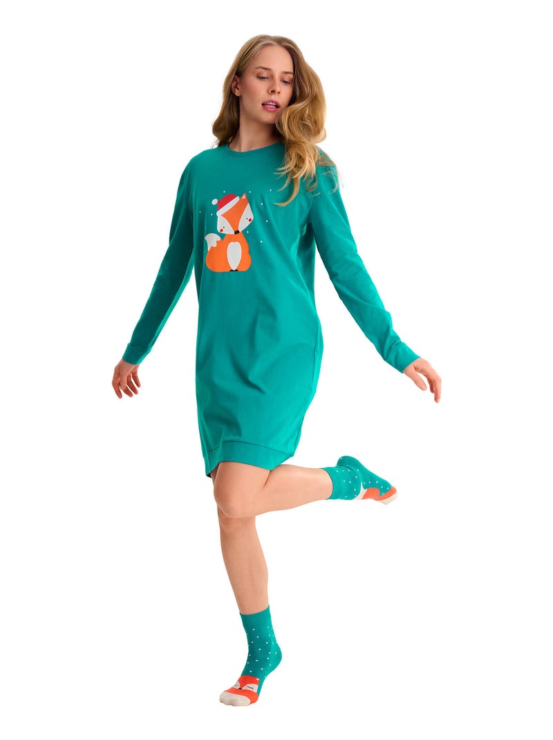 Chemise de nuit M.longues FOXY Vert - Kiabi