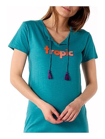 Chemise de nuit motif placé tropical
