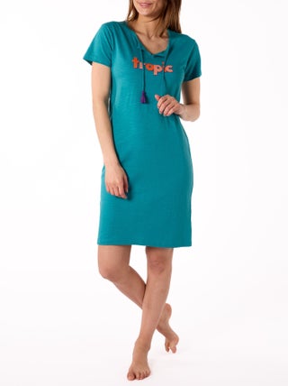 Chemise de nuit motif placé tropical
