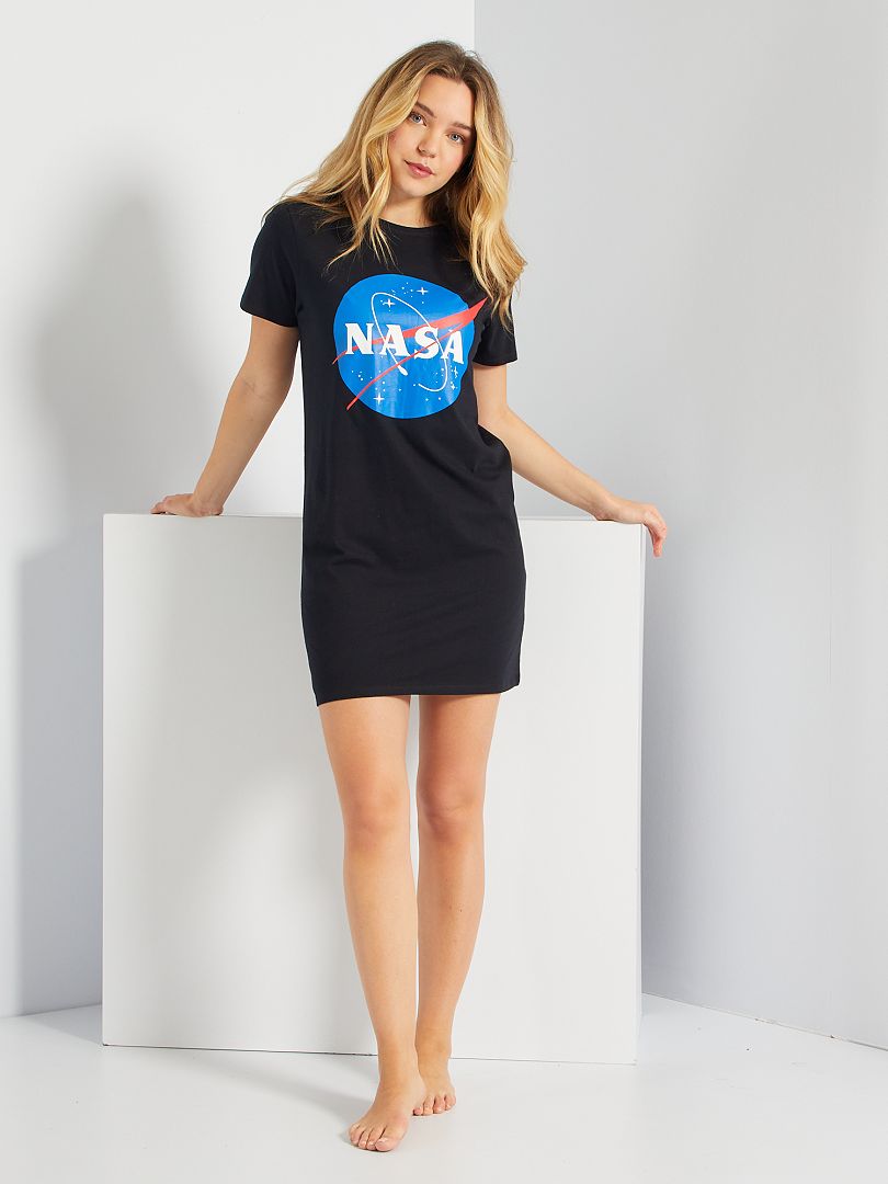 Chemise de nuit 'NASA' noir - Kiabi