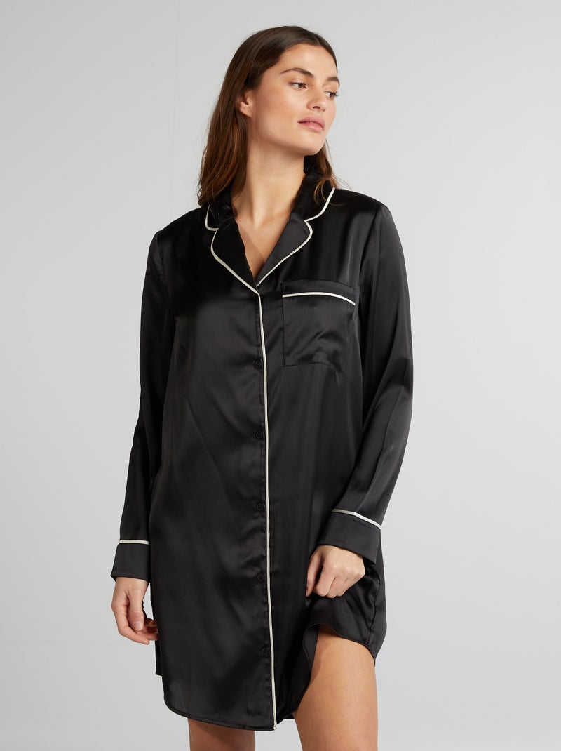 Chemise de nuit noir - Kiabi