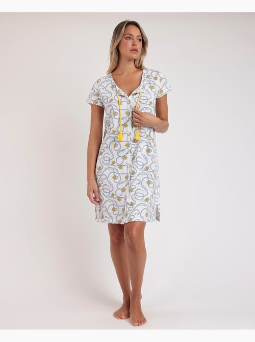 Chemise de nuit ouverte à manches tombantes pour femme ADMAS - Kiabi Chemise de nuit ouverte à manches tombantes pour femme ADMAS - Kiabi