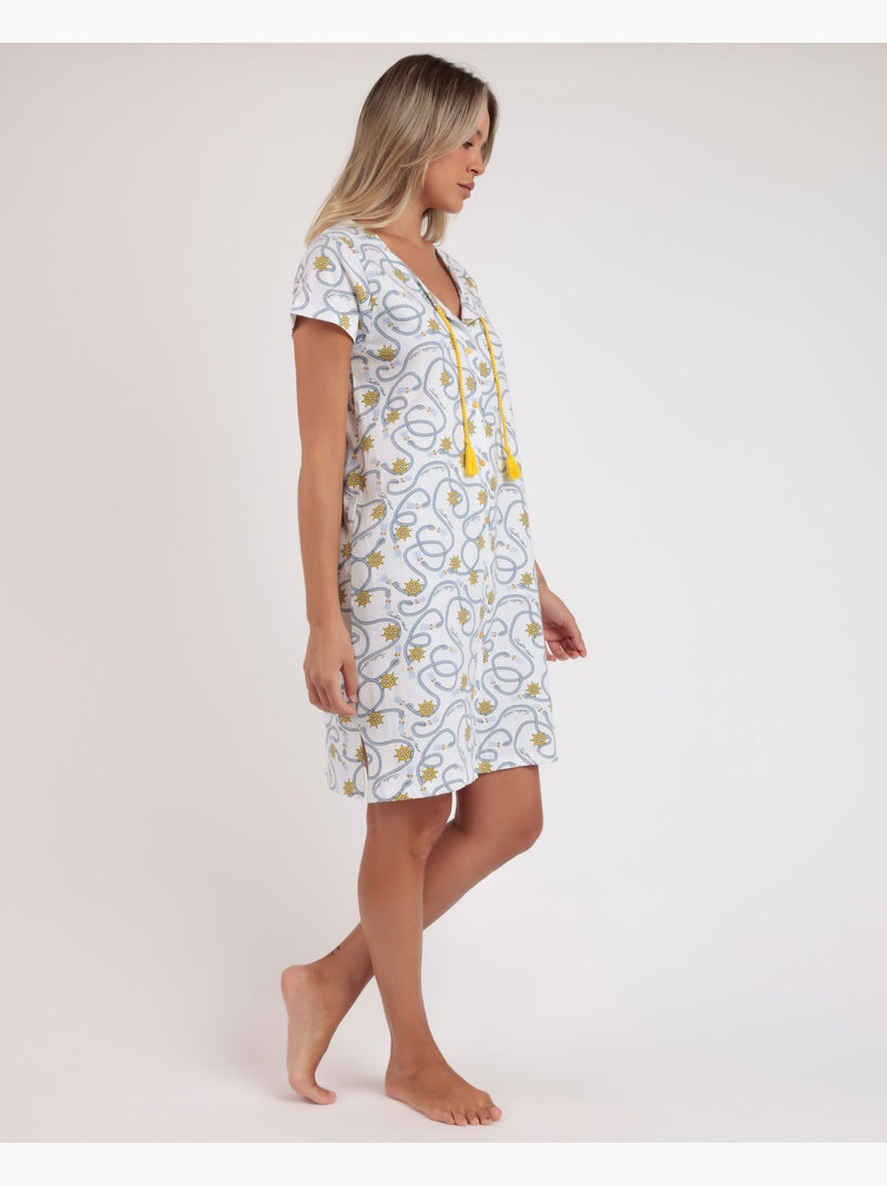 Chemise de nuit ouverte à manches tombantes pour femme ADMAS Bleu - Kiabi
