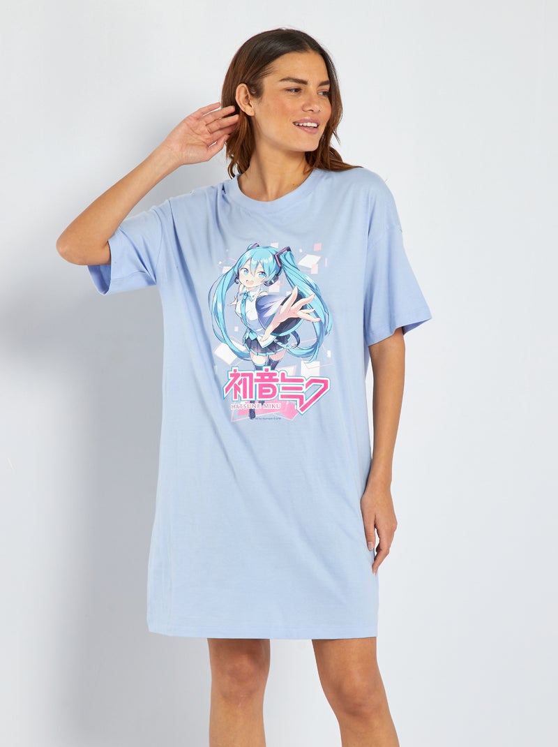 Chemise de nuit oversize 'Hatsune Miku' Bleu - Kiabi