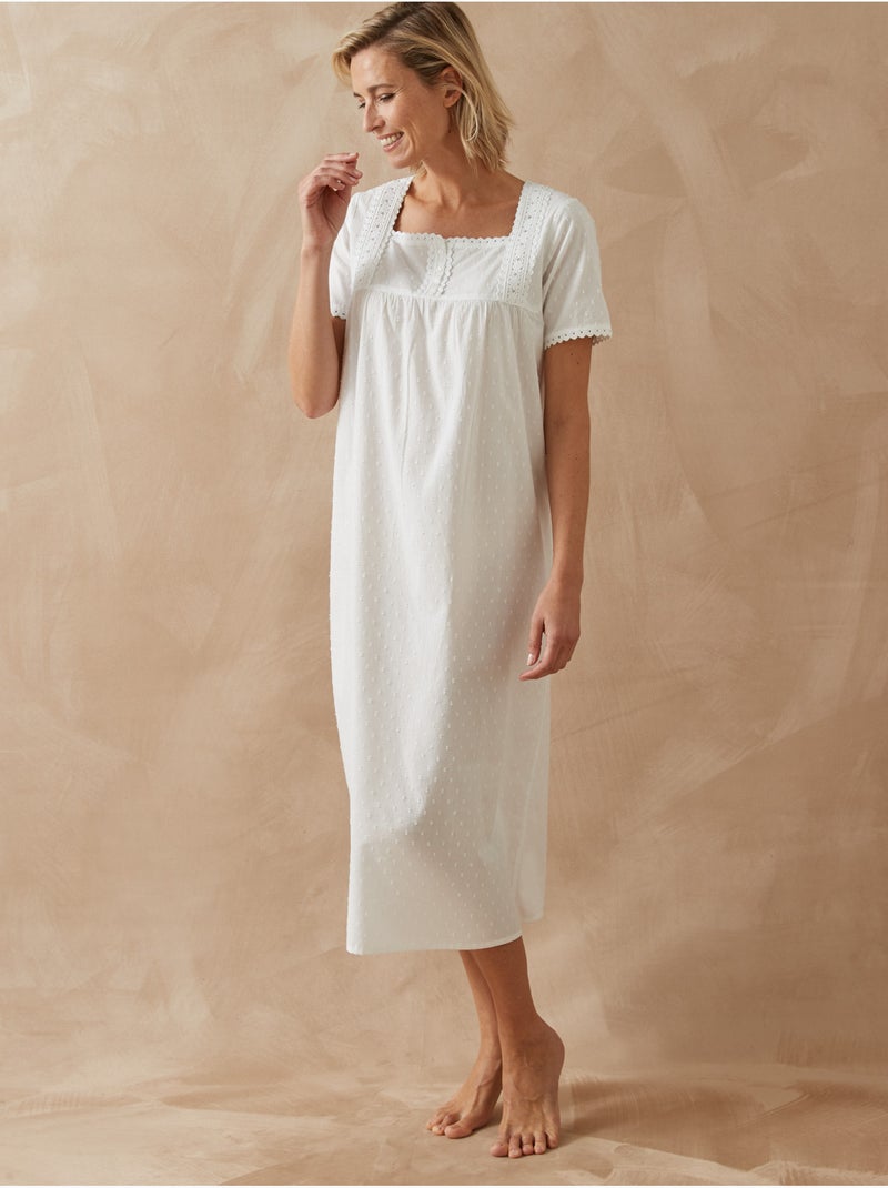 Chemise de nuit plumetis - DAXON Blanc Blanc - Kiabi