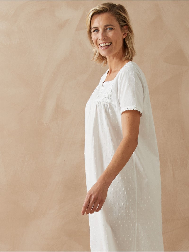 Chemise de nuit plumetis - DAXON Blanc Blanc - Kiabi