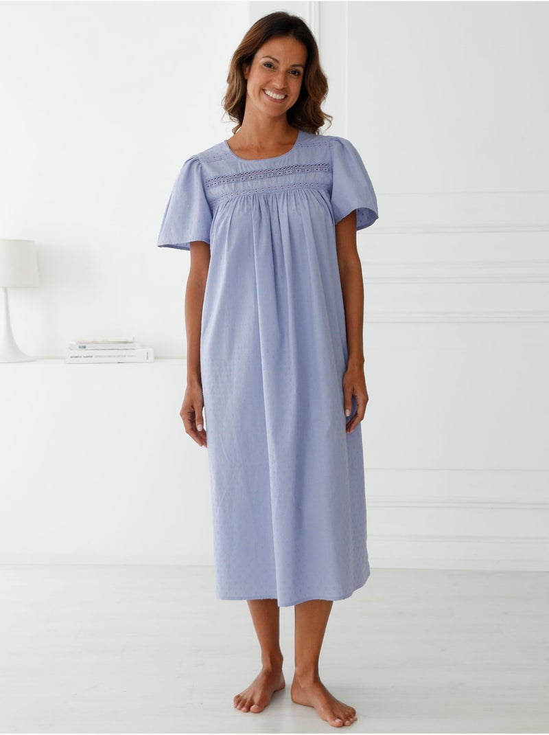Chemise de nuit plumetis femme - DAXON Bleu - Kiabi