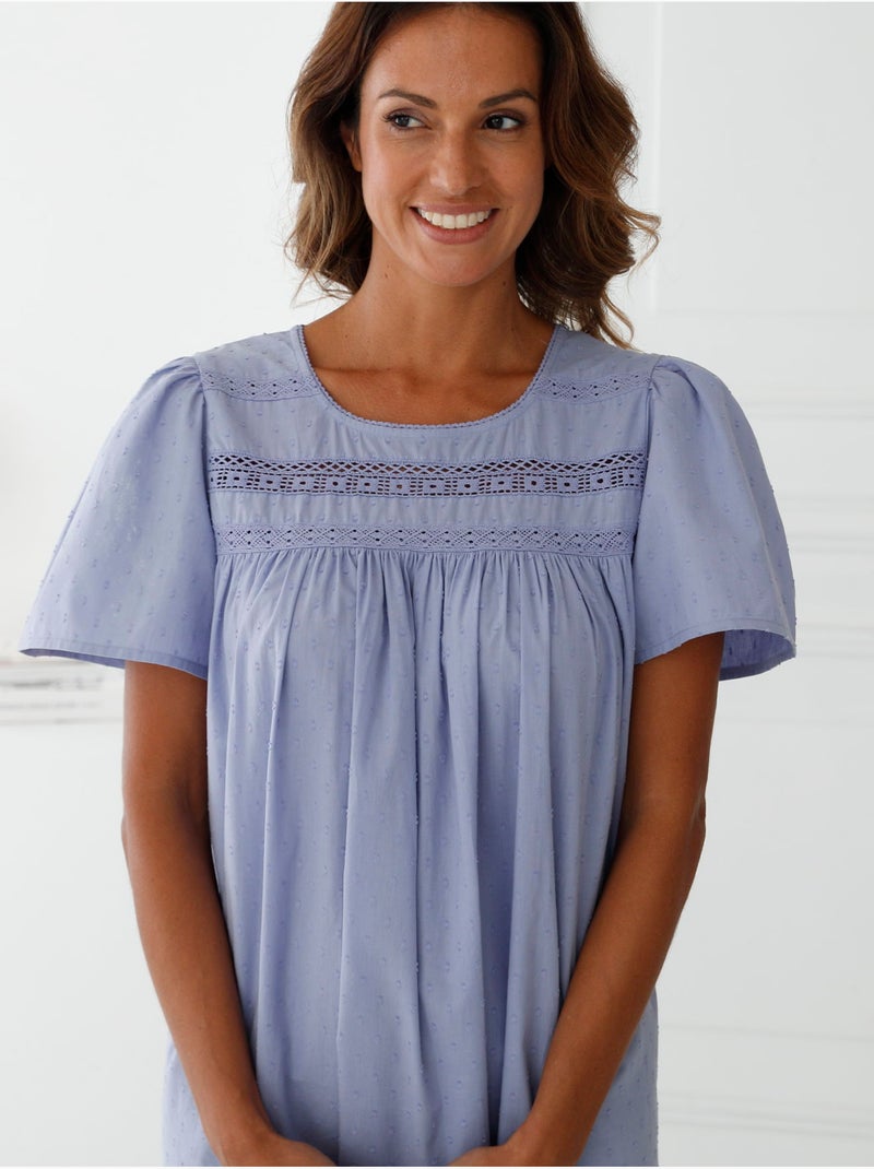 Chemise de nuit plumetis femme - DAXON Bleu - Kiabi