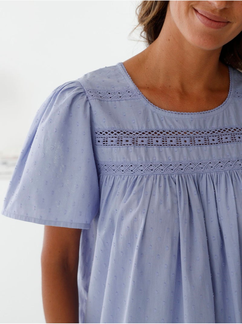 Chemise de nuit plumetis femme - DAXON Bleu - Kiabi