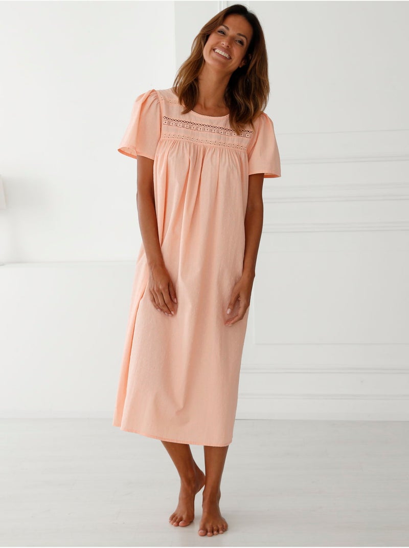 Chemise de nuit plumetis femme - DAXON Orange clair - Kiabi