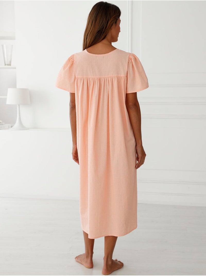 Chemise de nuit plumetis femme - DAXON Orange clair - Kiabi