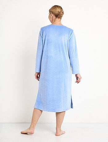 Chemise de nuit polaire mi-longue brodée