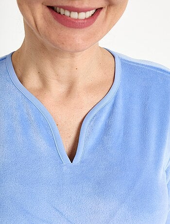 Chemise de nuit polaire mi-longue brodée