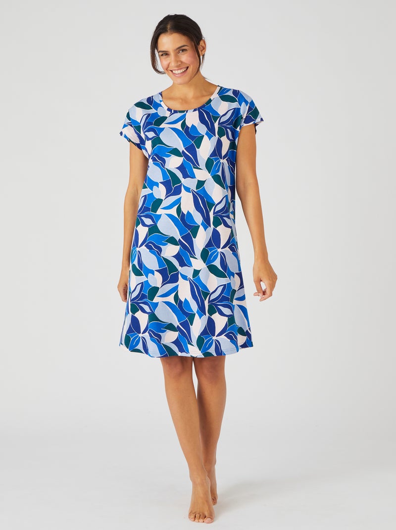 Chemise de nuit pur coton - Damart Bleu - Kiabi