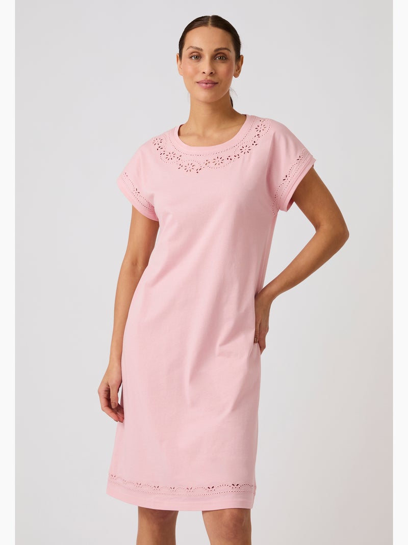 Chemise de nuit pur coton biologique - Damart Rose pâle - Kiabi
