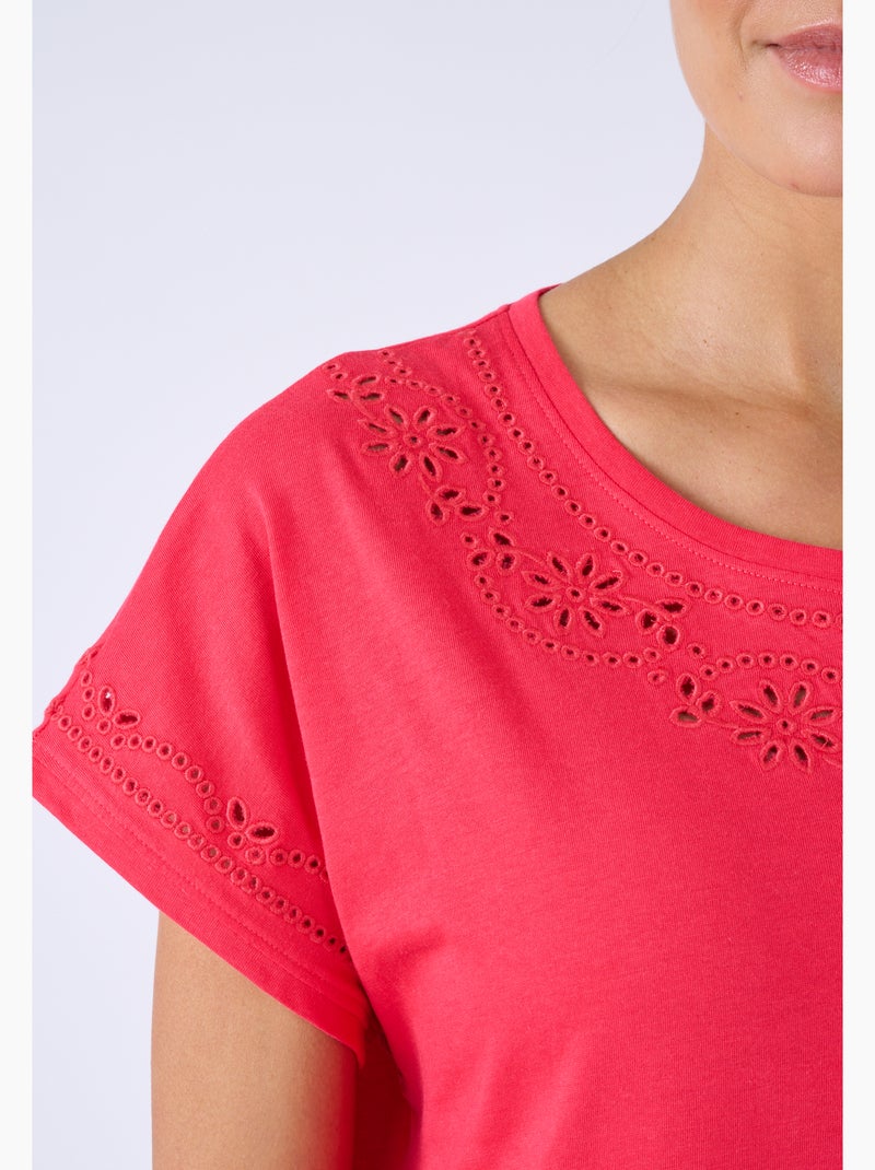 Chemise de nuit pur coton biologique - Damart Rouge - Kiabi