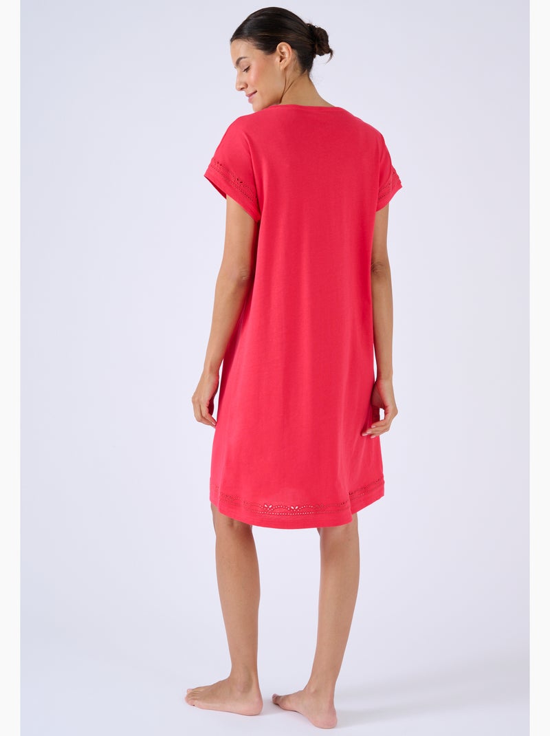 Chemise de nuit pur coton biologique - Damart Rouge - Kiabi
