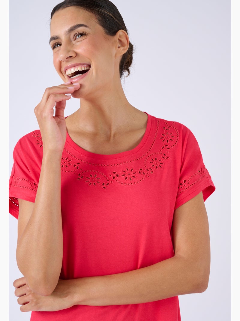 Chemise de nuit pur coton biologique - Damart Rouge - Kiabi