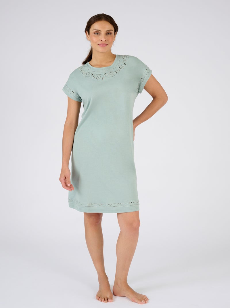 Chemise de nuit pur coton biologique* - Damart Vert anis - Kiabi