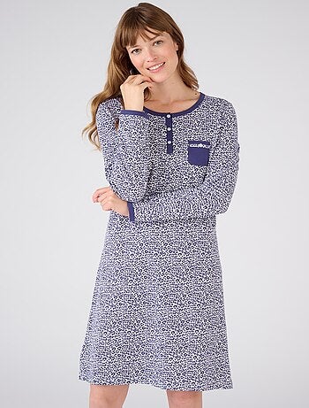Chemise de nuit pur coton peigné, manches longues - Damart