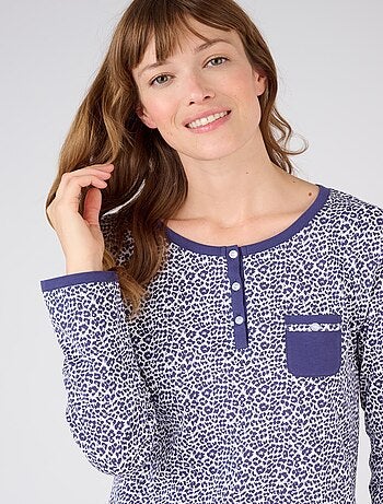 Chemise de nuit pur coton peigné, manches longues - Damart