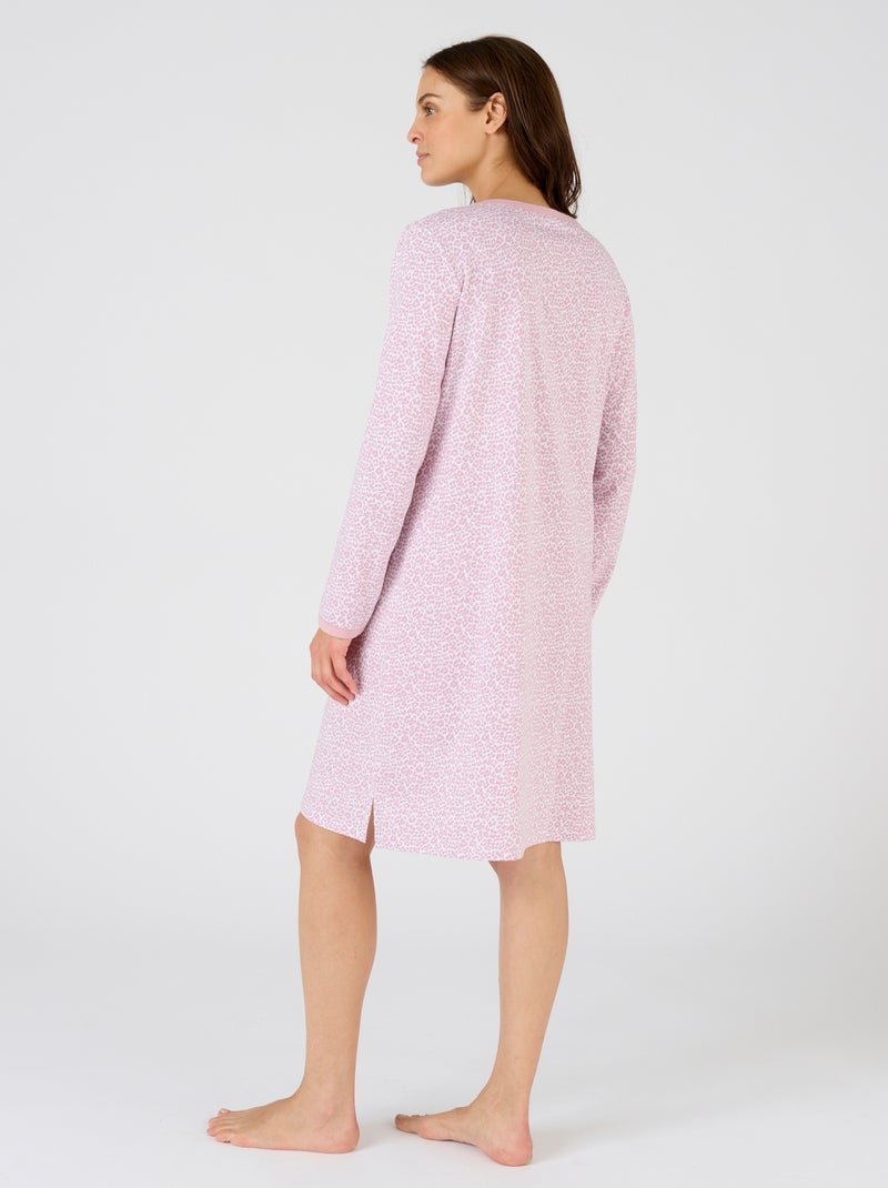 Chemise de nuit pur coton peigné, manches longues - Damart Violet - Kiabi