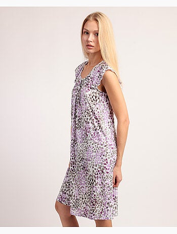 Chemise de nuit rose à manches tombantes et imprimé animal pour femme ADMAS GARDEN