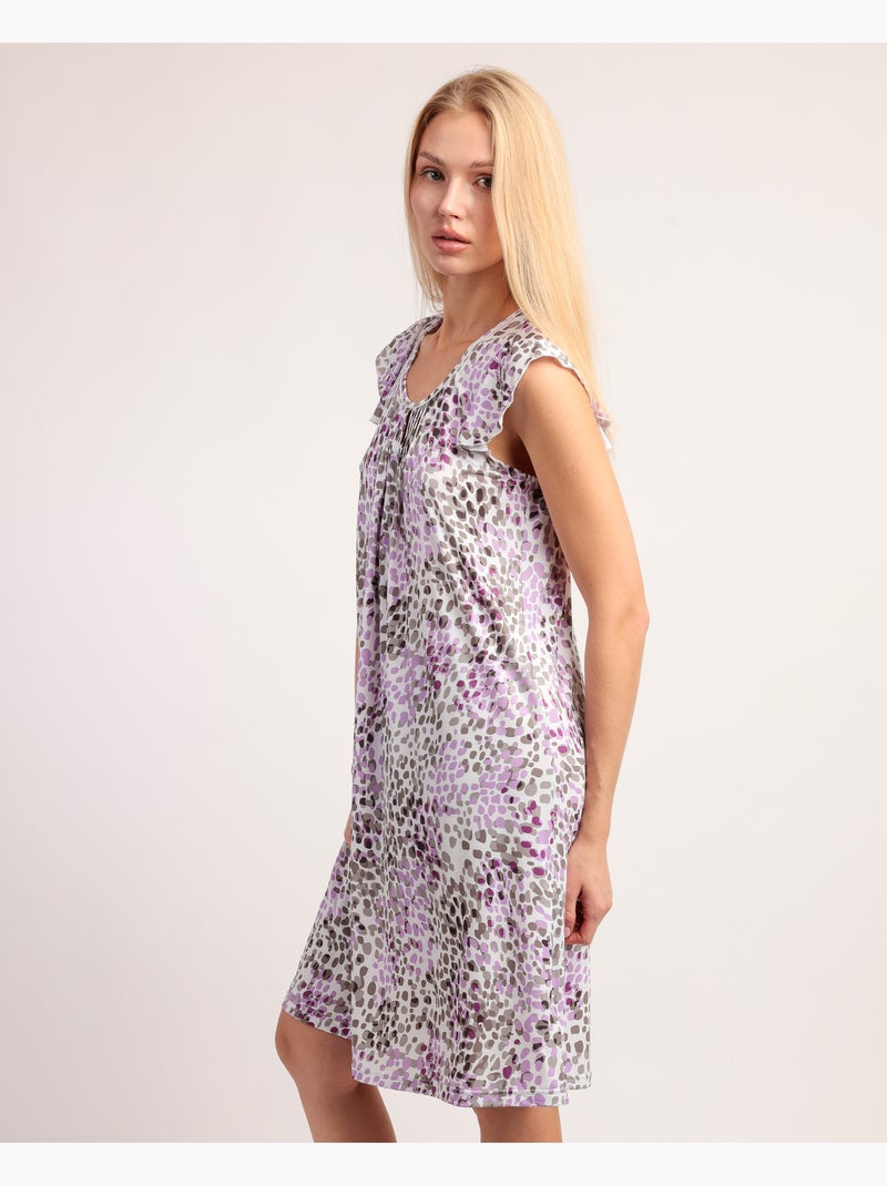 Chemise de nuit rose à manches tombantes et imprimé animal pour femme ADMAS GARDEN Noir/Skin - Kiabi
