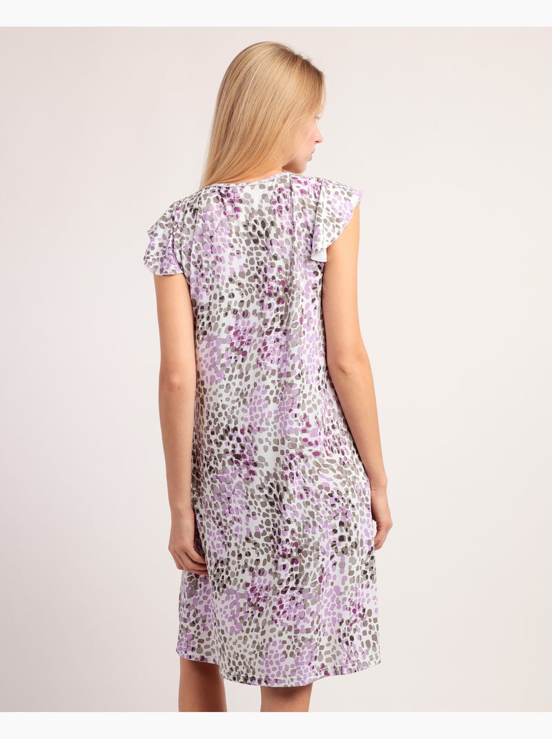 Chemise de nuit rose à manches tombantes et imprimé animal pour femme ADMAS GARDEN Noir/Skin - Kiabi
